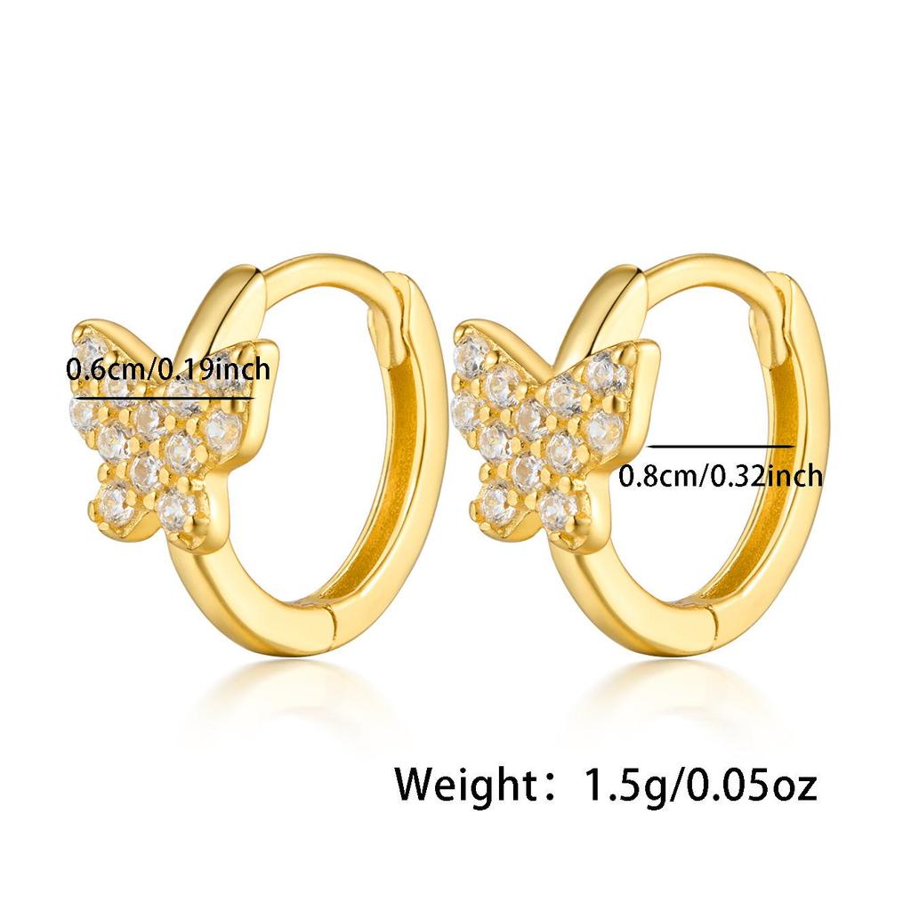 S925 Sterling Silver Zirconia Butterfly Earring Backs, Elegant Small European and American Ear Hoops.