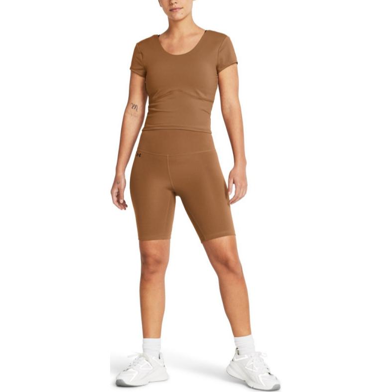 Under Armour Ua Meridian Solid Color Crew Neck Short Sleeve T-Shirt Women Tops Khaki 1379156-253