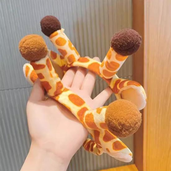 Headband Anti-Slip Soft Plush Fabric Cartoon Sika Deer 3D Ears Design Headband Face Washing Makeup Hair Hoop Hair Accessory