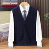 Men's Premium Cashmere V-Neck Button-Up Knit Vest