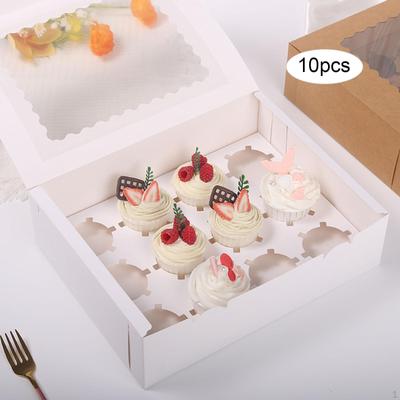 10 Pieces Cupcake Boxes Bakery Carrier 12 Count Wrapping Treat