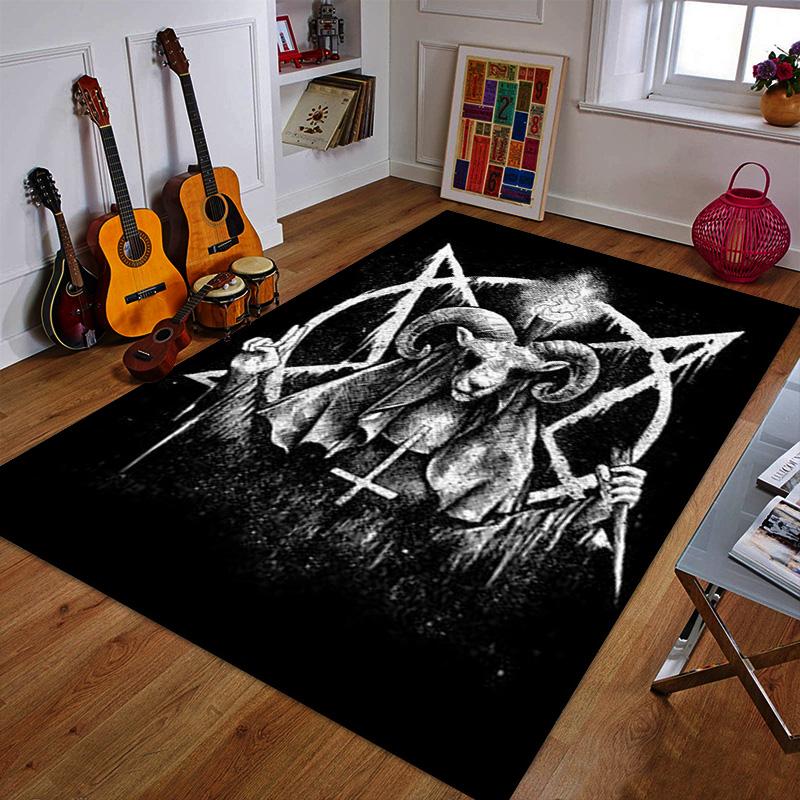 "Occult Goat with Pentagram Design" Patterned Carpet a Non Slip Rug Suitable for All Seasons and Any Setting, Gift