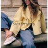 Autumn New Arrival Women clothes Retro Loose Casual Double Breasted Short Lapel Suit Top Woolen Jacket