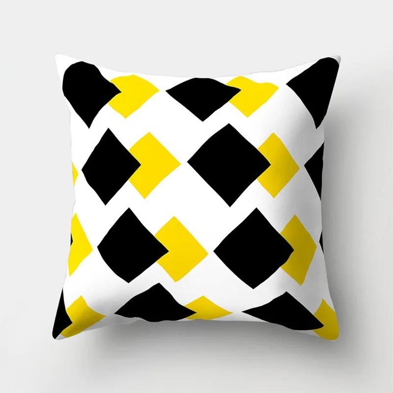 Yellow Geometric Decorative Pattern Pillowcase Office Living Room Home Pillowcase Car Ornaments
