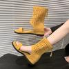 Fashion French Suede Open Toe Soft Sole Sandals Women's New Summer Round Toe Back Zipper with Skirt Versatile Flats
