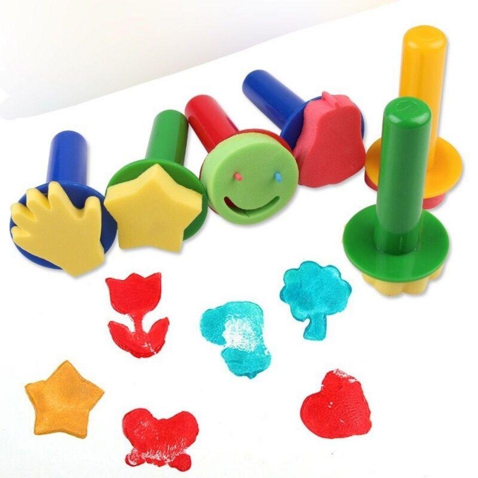 Kids' Painting Sponge Brush Set - 4 Mushroom Stamp Tools for Finger Painting Graffiti