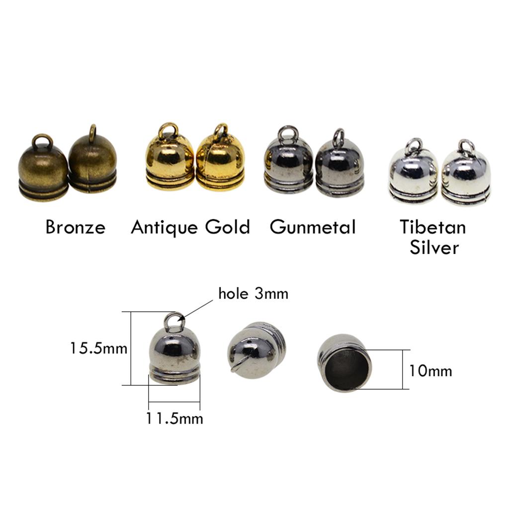 50pcs 10mm Bell End Cap Mesh Kumihimo Cord Tassel DIY Making Black