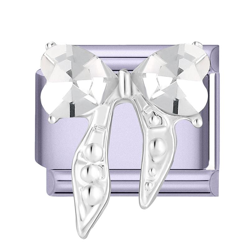 Y2K Purple Series Bow Candy Heart Flower Shiny Italian Charm Links Fit 9MM Stainless Steel Bracelet Girls' DIY Making Jewelry