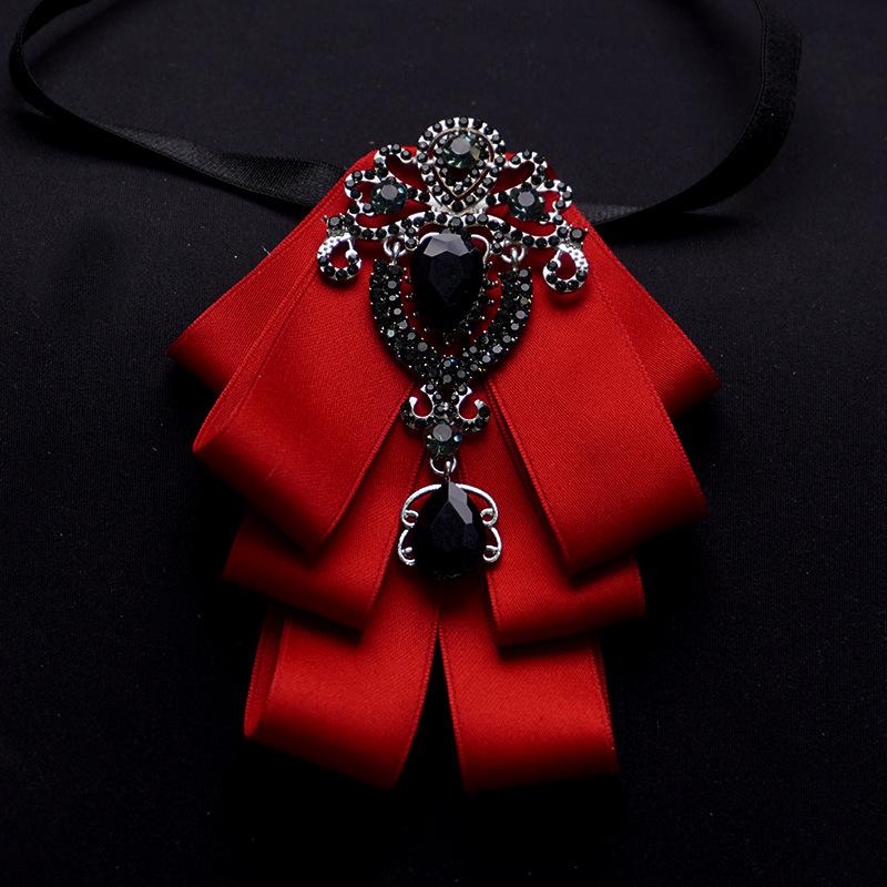 Detachable Bow Tie Brooch Silk Ribbon Collar Pin for Shirts & Blouses Fashion Floral Bow Clip for Women's Casual Outfit
