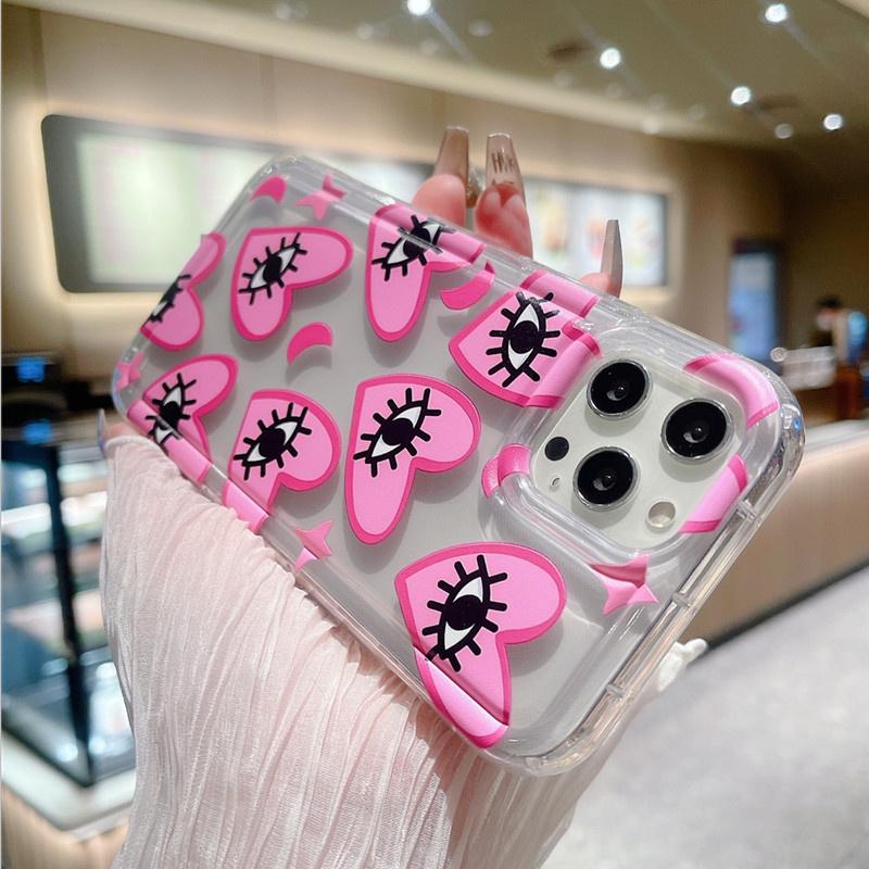 Multicolor Love Heart Eyes Anti-drop Soft Case For iPhone 13 11 12 14 15 Pro Max 7 8 Plus SE 2 3 X XR XS Max Airbag Clear Cover