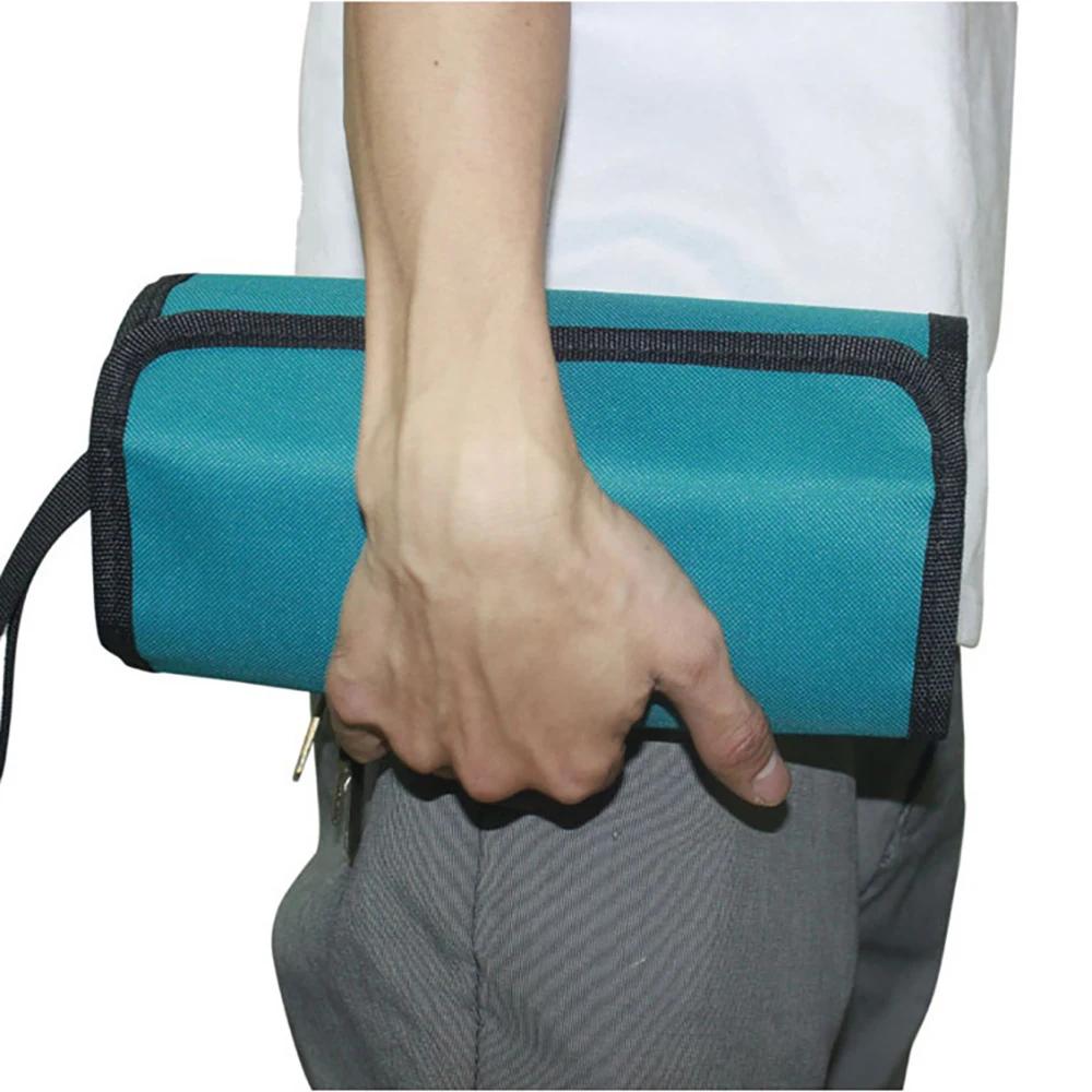 Portable Tool Storage Roll Bag Canvas Roll Bag Case For Spanner Wrench Screwdrivers Multi Organizer Electrical Work Tool Bag