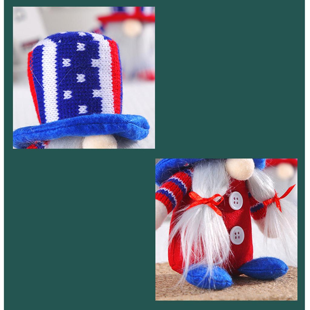 Amerikanischer Unabhängigkeitstag Strickmütze Puppenornamente Niedlicher Wicht Gesichtslos Alte Puppenornamente
