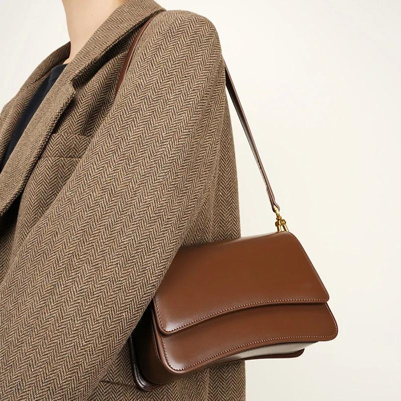 Dámská kabelka přes rameno, módní štípaná kožená kabelka, luxusní taška do podpaží, všestranná crossbody taška