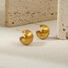 18K Gold Plated Brushed Bean C-Shaped Hoop Earrings - High-End European & American Style Fashion for Women