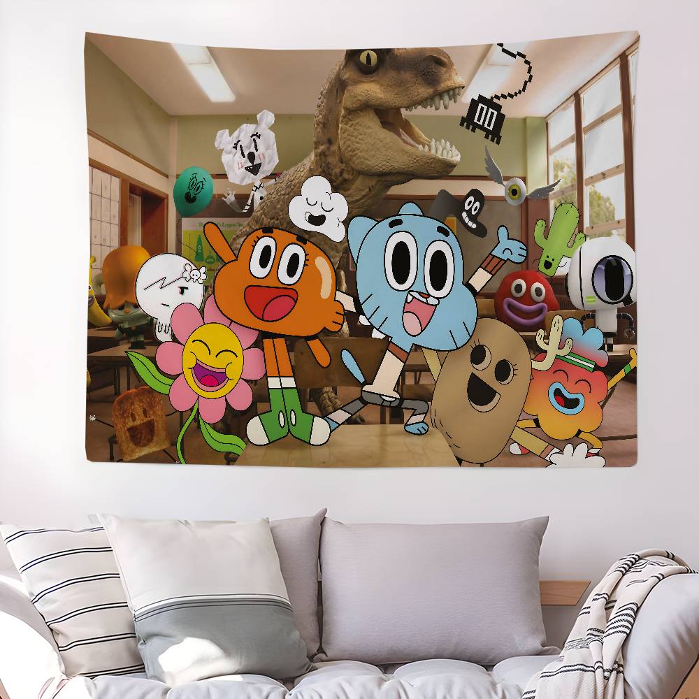 The Amazing Funny Wworld Of Gumball Colorful Tapestry Wall Hanging Hanging Tarot Hippie Wall Rugs Dorm Wall Art Decor
