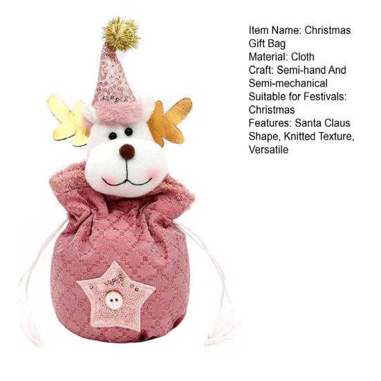 Yousheng 1/2/3Pcs Christmas Gift Bag Santa Claus Snowman Reindeer Design Festive Theme Xmas Candy Bag with 3D Embroidery Party Decoration