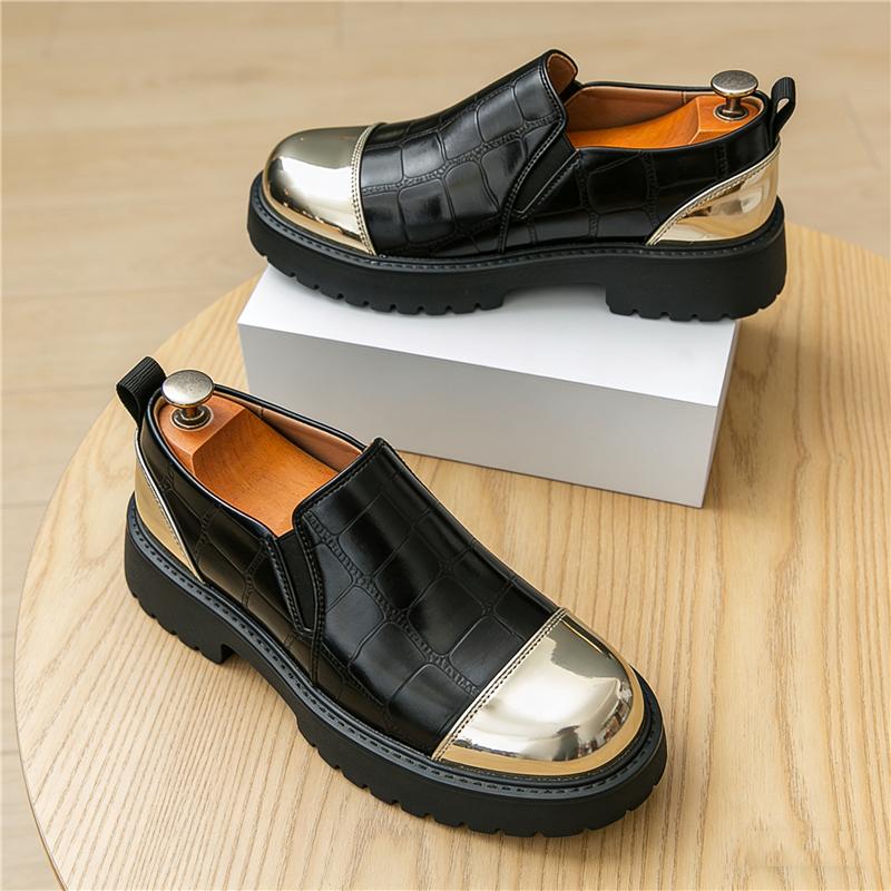 New Luxury Men's Lightweight Thick-soled Loafter Patchwork Patent Leather Elevator Shoes Male Walking Sneakers Zapatos Hombre