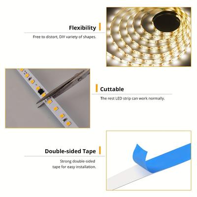 Fita de LED USB com Sensor de Toque Fita Flexível SMD2835 DIY Luz de Fundo para TV Espelho Dimmer Para Decoração de Guarda-roupa Gabinete