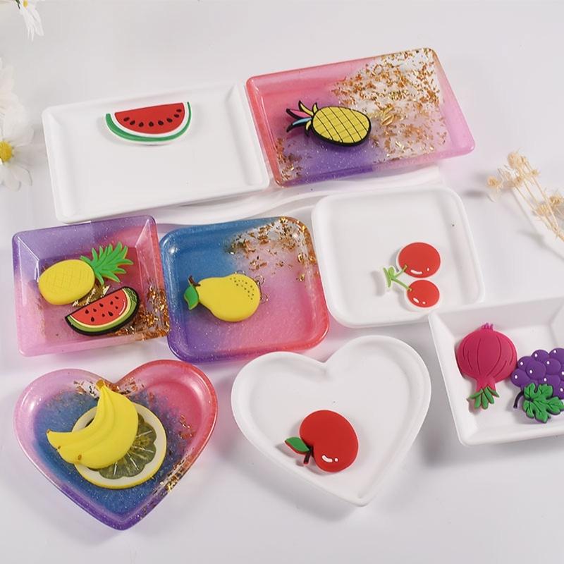 Silicone Resin Moulds Multi-shapes Resin Cup Tray Mould DIY Coaster Moulds for DIY Epoxy Resin Casting Craft Decoration