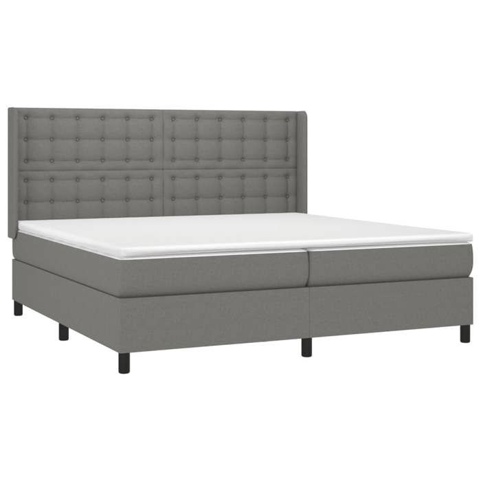 Exclusive House - LED Bed Slat Base Mattress Dark Grey 200x200 Cm Fabric