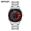 Sanda Men's Creative Wheel Quartz Watch - Trendy Rotating Waterproof Wristwatch
