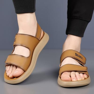 Mode Nouvelles Sandales d'Été Minimalistes en Cuir pour Homme Outdoor Respirantes Décontractées Fait Main Confortables Mode Semelle Souple Sandales de Plage