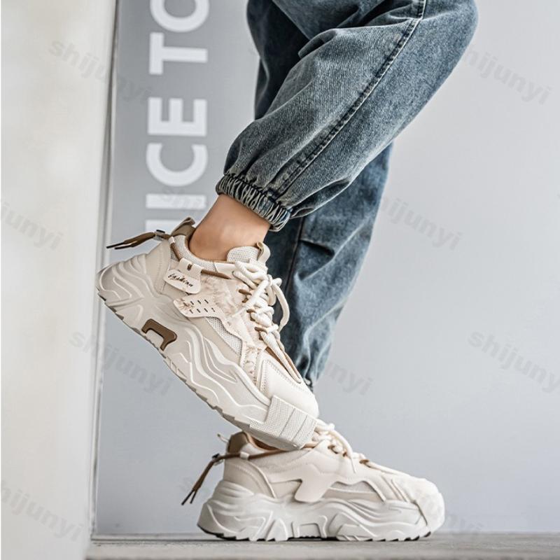 Baskets Plateforme Homme Automne Nouveau Extérieur Antidérapantes Respirantes Chaussures Décontractées Confortables Augmentation de Hauteur à Lacets Chaussures Vulcanisées