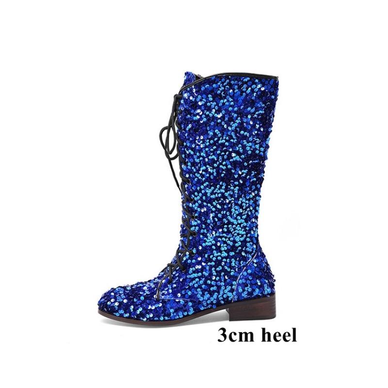 Damskie błyszczące różowe cekinowe buty fioletowe złote brokatowe półbuty z zamkiem błyskawicznym damskie sznurowane buty na imprezę