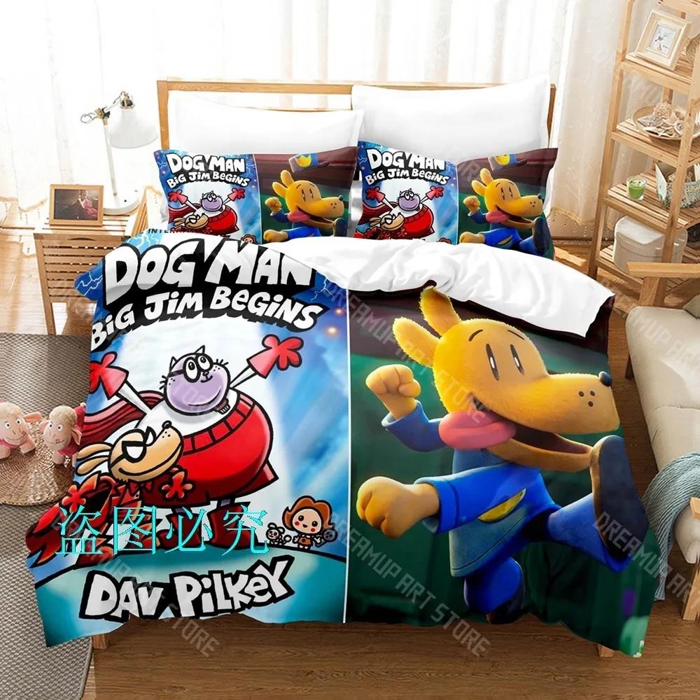 3D Print DOG MAN Cartoon Bedding Set Single Twin Full Queen King Size Bed Set Adult Kid Bedroom Duvetcover Sets
