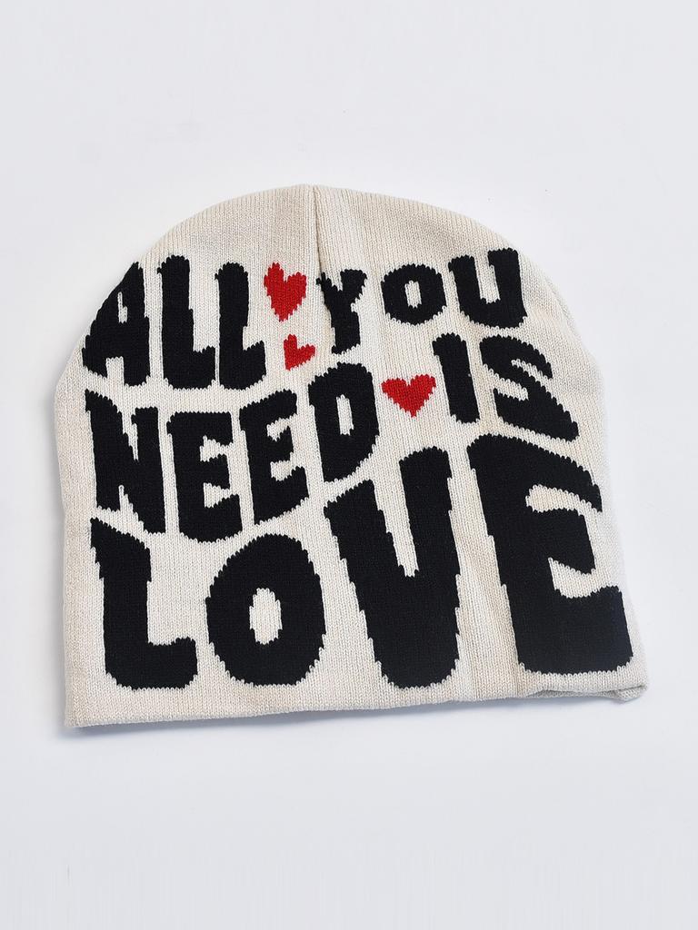 Fashion Women Men Knitted Hat Letter Print Jacquard Hats Autumn Winter Female Beanie Cap