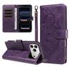 3D Embossed Mandala Flower Magnetic Leather Wallet Case For iPhone 17 Air 16 17e 16e 15 14 13 12 Mini 11 Pro Max Plus Flip Cover