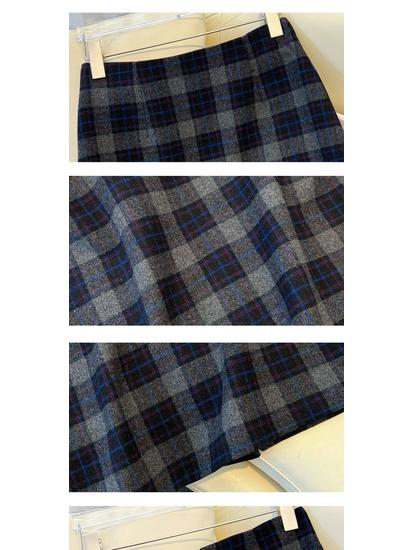 Women's Woolen Plaid High-Waisted A-Line Midi Skirt with Back Slit – 2025 Autumn/Winter Collection