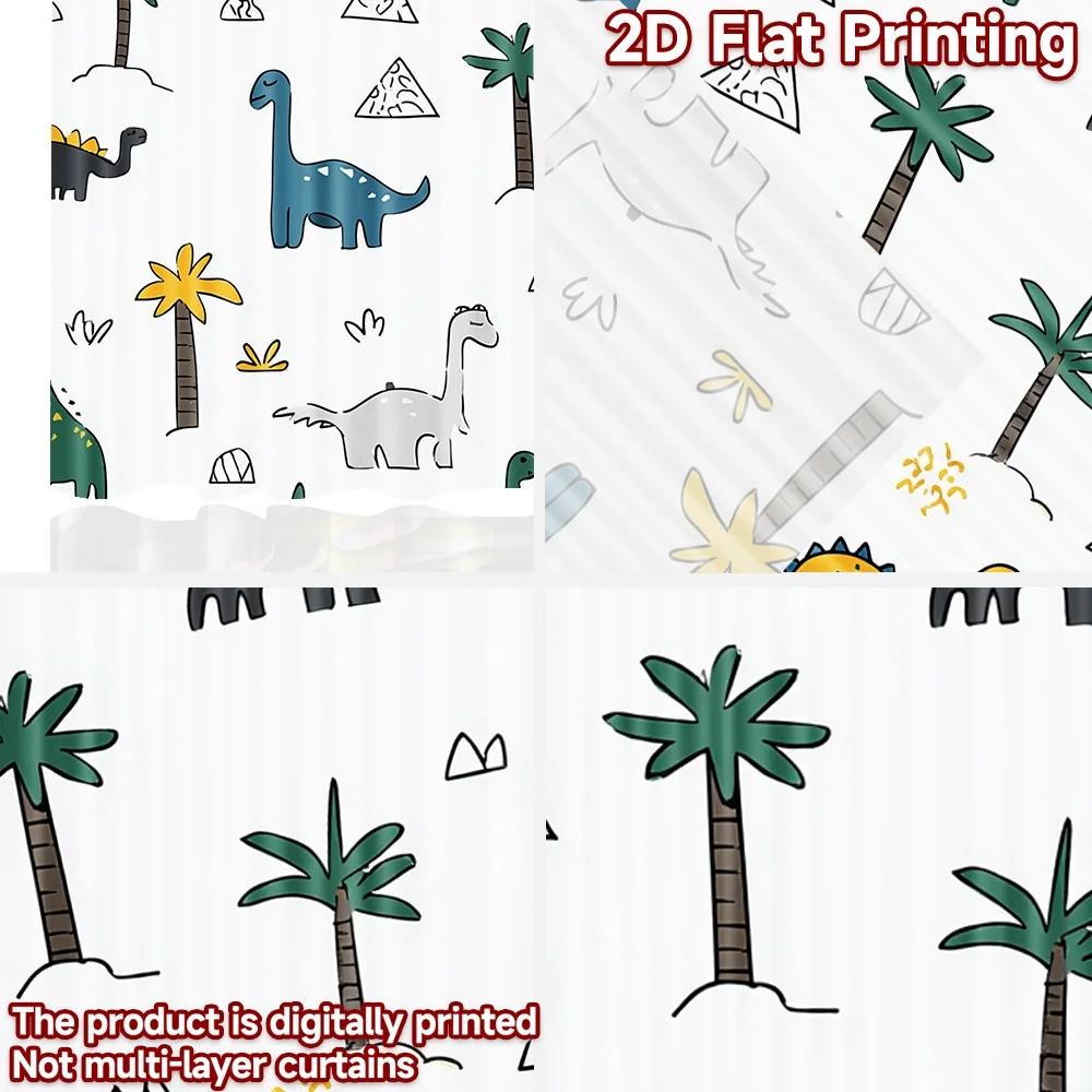 Set Of 2 Flat Printing Window Drapes Colorful Coon Dinosaurs Digital Printed Polyester Festive Wall Decor Perfect Curtain