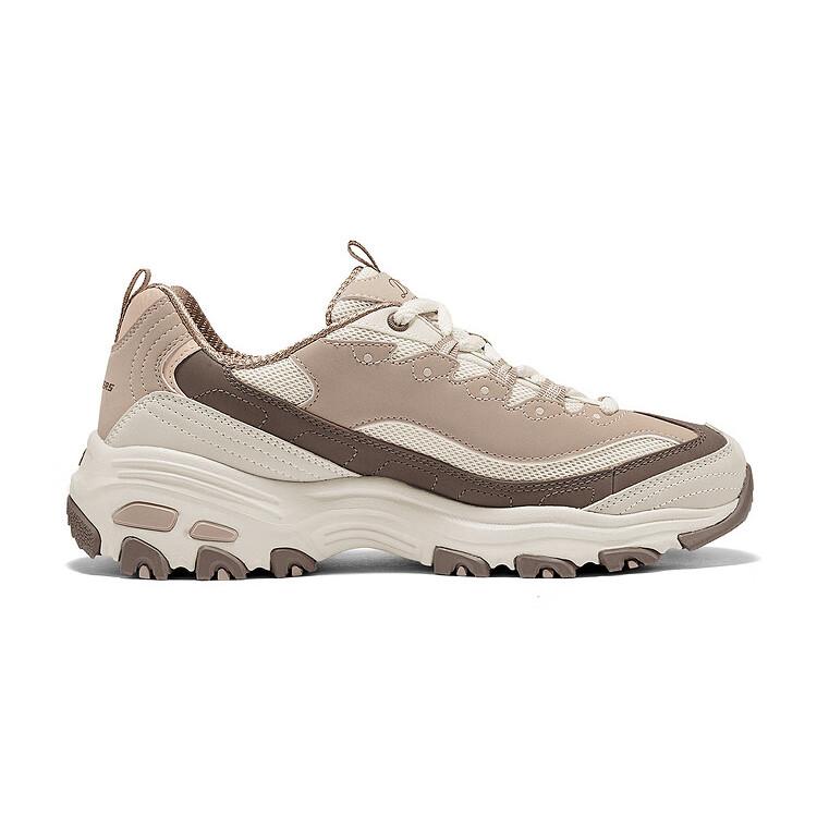 Skechers Dlites Women Taupe Low Top Dad Shoes Fabric Synthetic Leather Comfortable Wear Resistant 150555-TPE