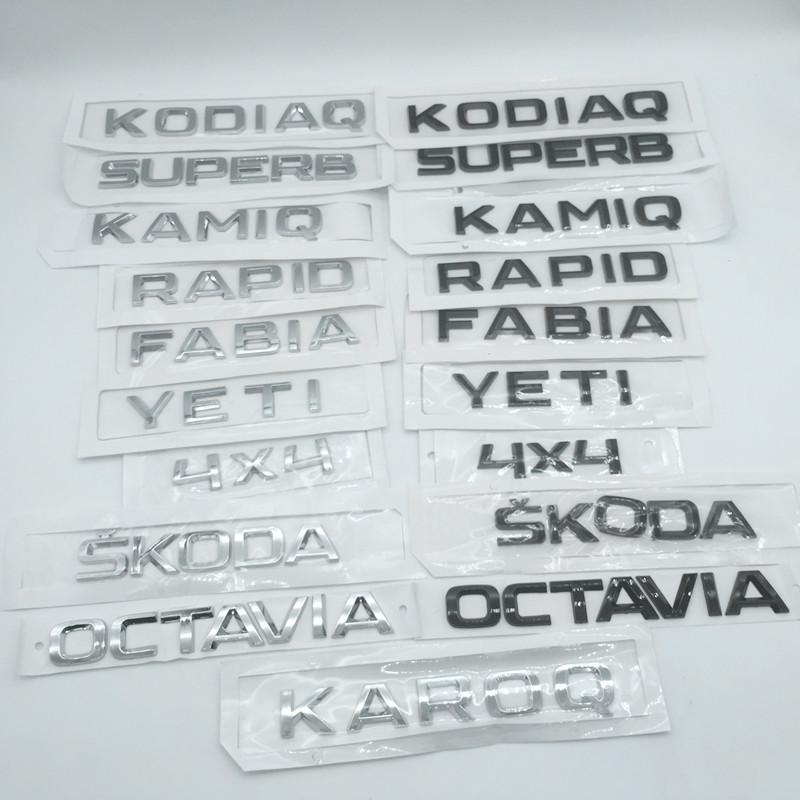 1pc 3D ABS for Octavia Superb RAPID FABIA KAMIQ KODIAQ YETI Car Emblem Letter Badge Rear Tail Trunk Sticker Decal for SKODA