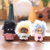 Keychain Doll Pendant, Mini Size Portable Soft Velvet Fabric Daily Wear Bag Charm Fried Hair Glasses Doll, Durable Accessory for Bags Keys Backpacks