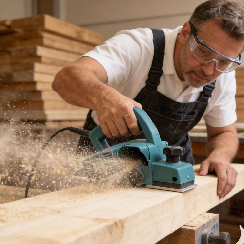 220V 1200W Electric Planer, 16,000 RPM Wood Planer with Adjustable Depth and Ergonomic Handle