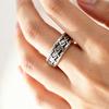 Retro Style 925 Sterling Silver Jewelry Distressed Wide Face Personalized Woven Chain Opening Rings 02890