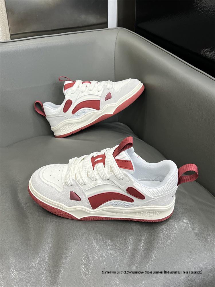 Zapatillas de Skate Europeas para Hombre Colorblock - Ligeras, Suela Blanda, Caña Baja Blanca para Deportes Juveniles, Primavera 2025.