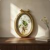 Resin Frame with Oval Opening Antique Picture Vintage Decor for Living Room, Entryway Bow