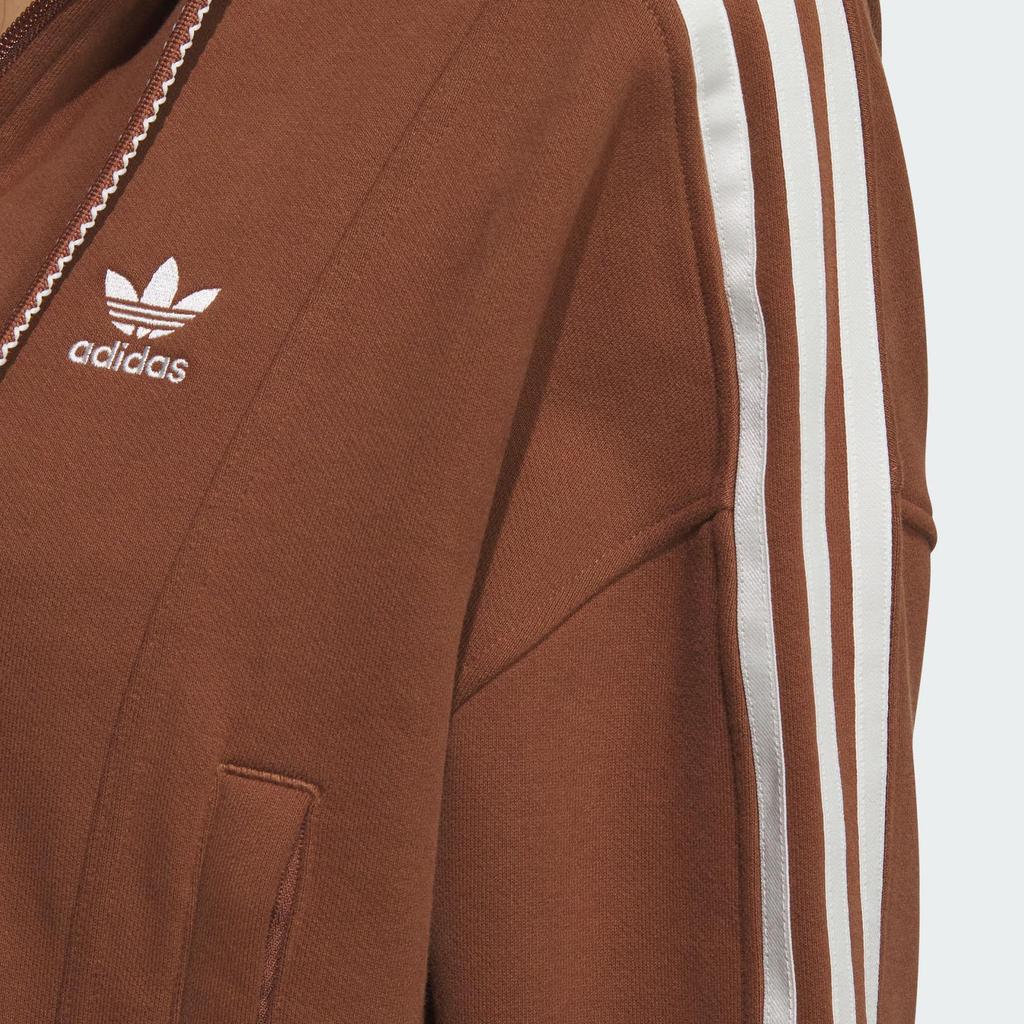 adidas Originals Women Soft Knit Long Sleeve Three-Stripes Casual Outerwear Jacket Brown JM8058