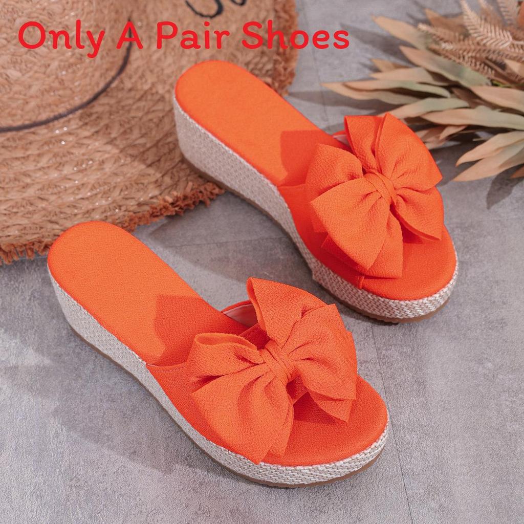 Summer Butterfly Bow Platform Slides With Rubber Sole For Womens Casual Comfort