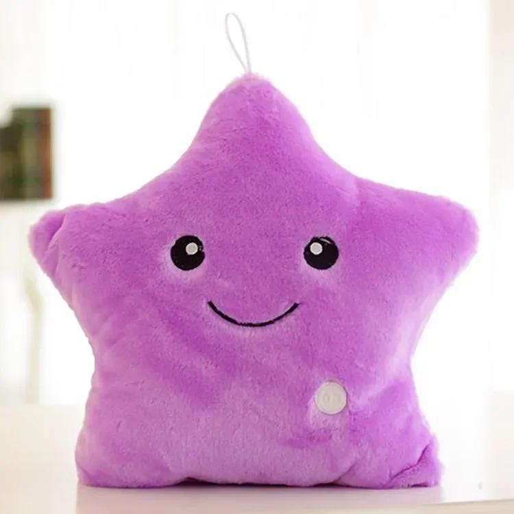 Luminous Star Plush Throw Pillow Bright Led Light Star Stuffed Cushion Sofa Decorative Pillow Office Sleeping Back Cushion Decor