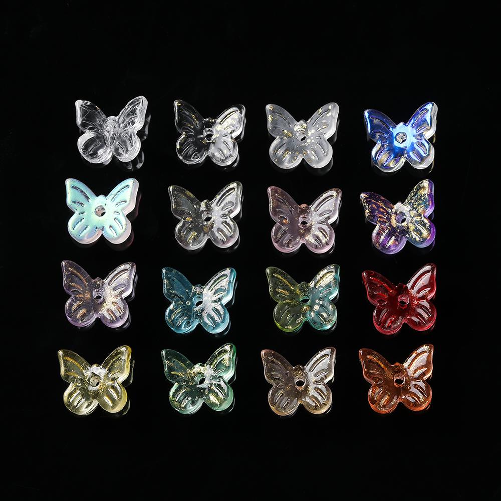 10 Stück/Lot Glasplattierte Schmetterlingskristallperlen, lose Perlen, handgefertigtes DIY-Bastelzubehör für Armbänder, Ohrringe und Schmuckherstellung
