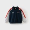 David Bella Kidsren's Sweatshirt 2026 Spring New Style Boys' American Retro Contrast Color Pullover Top for Older Kidsren