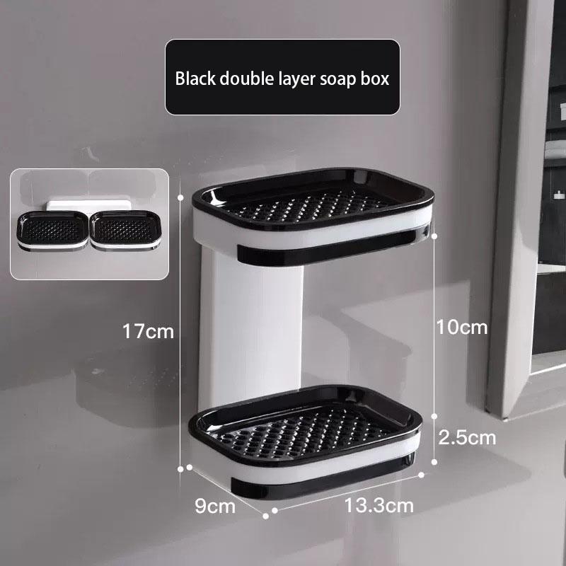 Toilet Soap Box Without Punching Soap Box Double Drain Tray Soap Box Storage Bathroom Storage Rack Soap Box