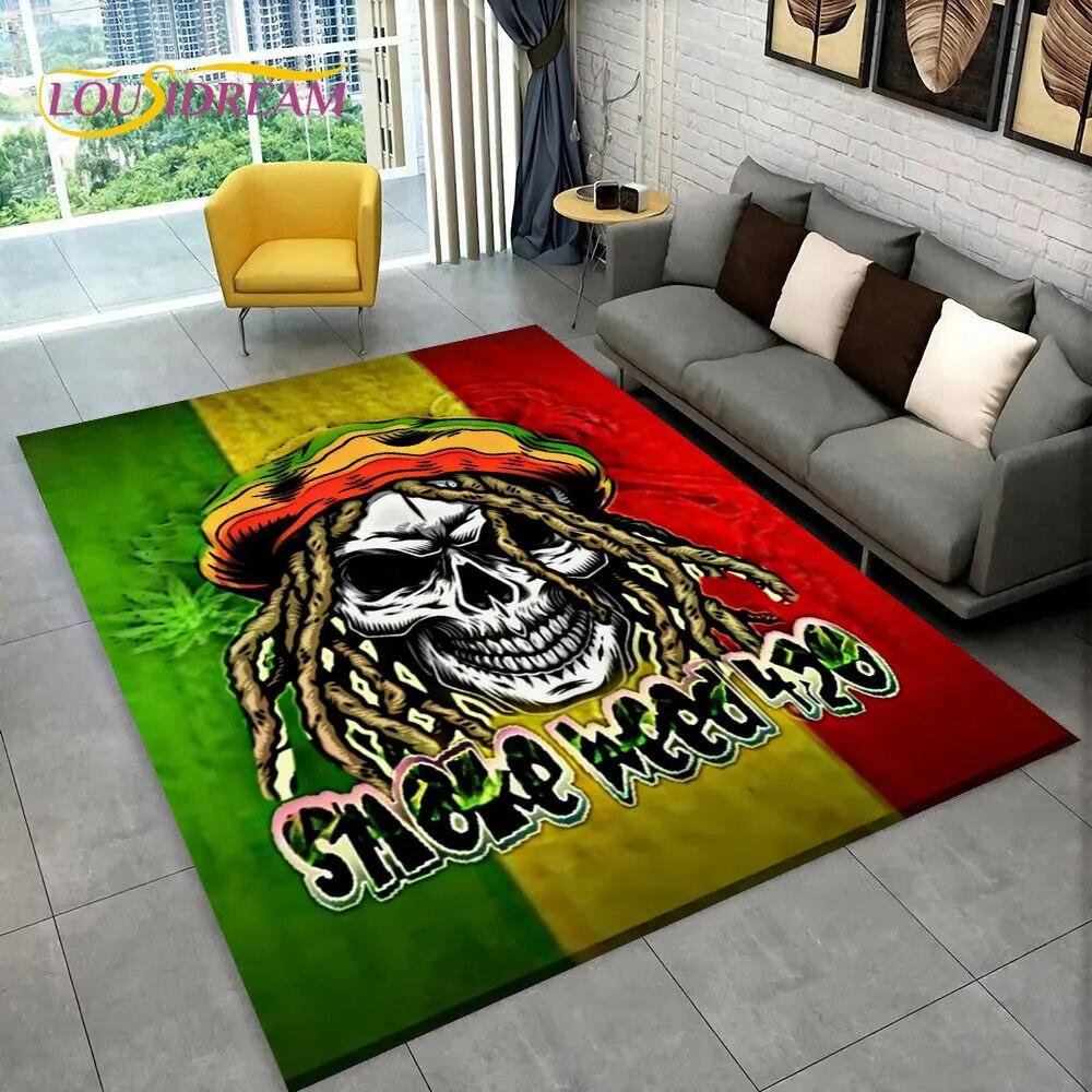 

Maple Weed Plants Green Death Skull Area Rug Room Decoration For Living Room Bedroom Gift Home Decoration
