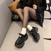 British Style Round Toe Women Shoes Autumn Clogs Platform Oxfords Female Footwear Loafers with Fur Patent Leather Ballet Flats C