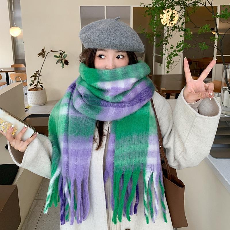 Winter Versatile Scarf Mohair Tassel Scarf Student Warm Versatile Fashion Thickened Shawl
