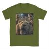 Men T-Shirts Funny Lion Selfie With Scarecrows Novelty Cotton Tee Shirt Scary Halloween T Shirt Crewneck Merchandise Plus Size